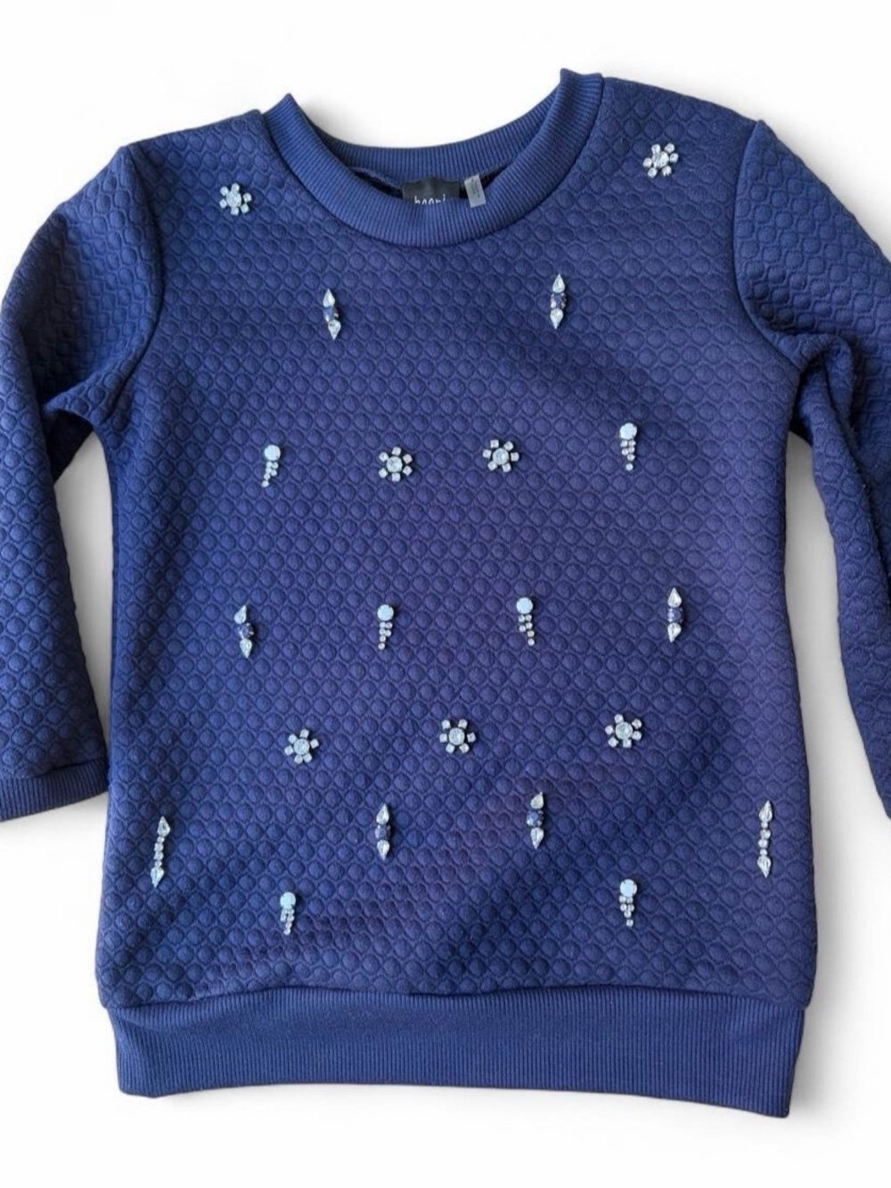 Girls' Navy Embellished Quilted Sweatshirt size 8